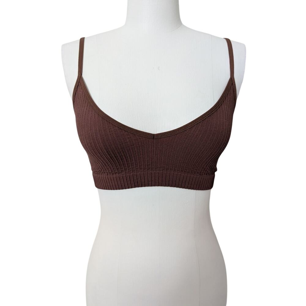 colsie brown stretch knit bralette size medium